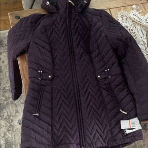 Purple Quilted Hooded Jacket